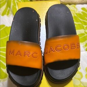 Marc Jacobs Orange and Black Slide Sandals